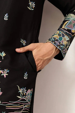 Special Wedding Celebration Ethnic Black Kurta for Mens Wear Clothsvilla