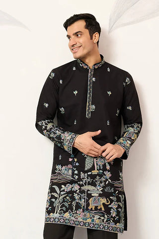 Special Wedding Celebration Ethnic Black Kurta for Mens Wear Clothsvilla