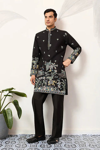 Special Wedding Celebration Ethnic Black Kurta for Mens Wear Clothsvilla