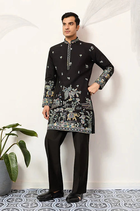 Special Wedding Celebration Ethnic Black Kurta for Mens Wear Clothsvilla Main image