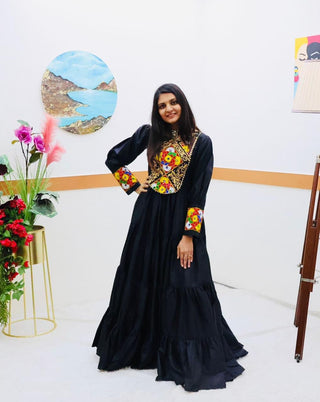 Black Designer Gown for Navaratri Celebrations ClothsVilla