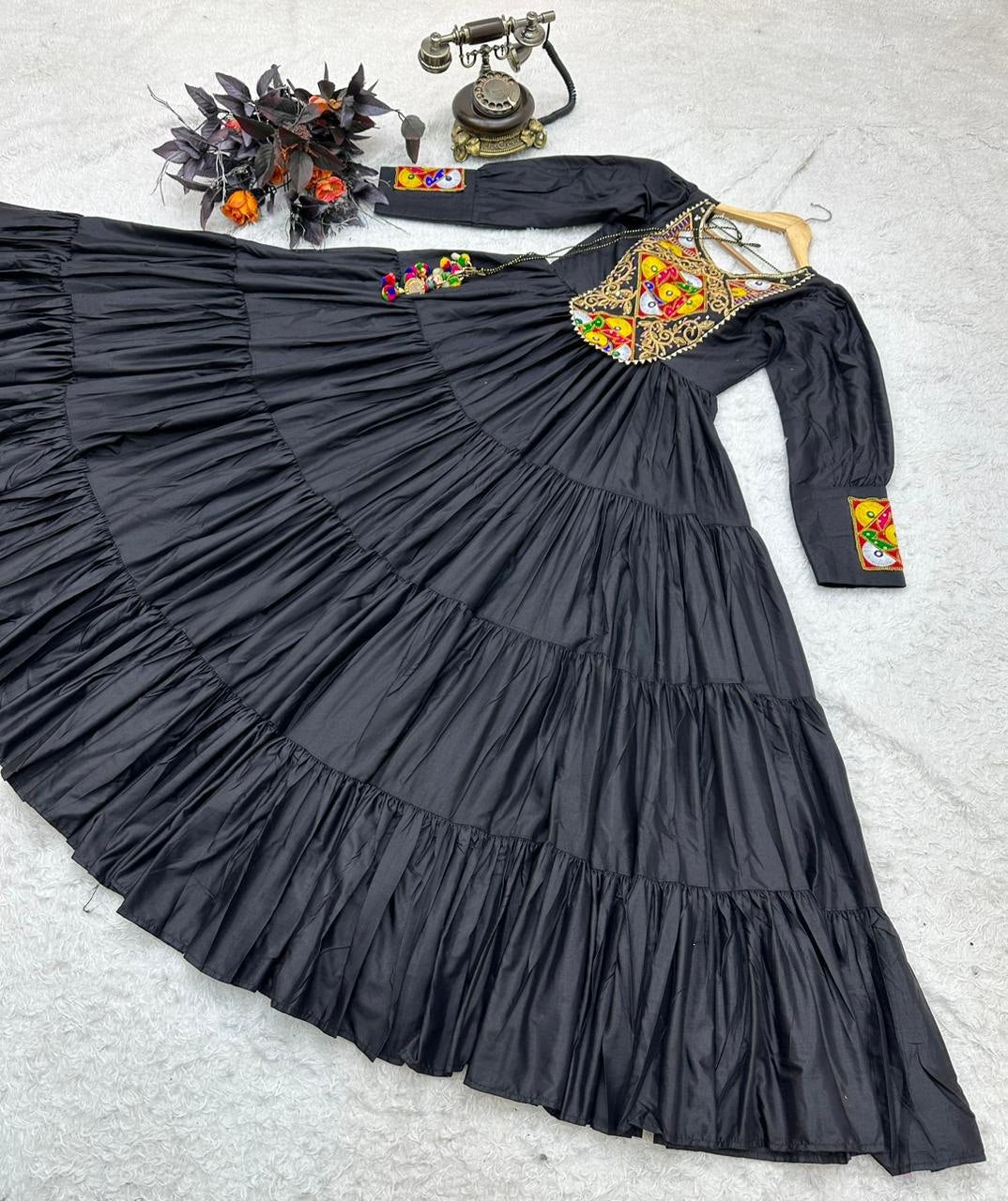 Black Designer Gown for Navaratri Celebrations ClothsVilla