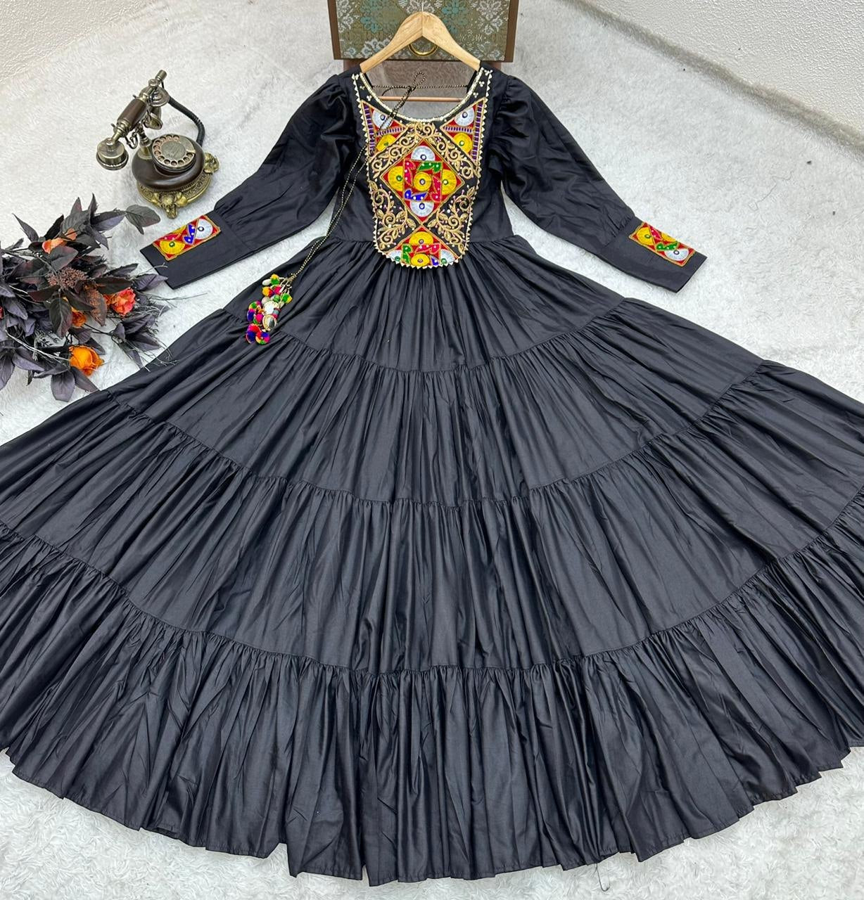 Black Designer Gown for Navaratri Celebrations ClothsVilla