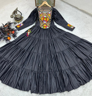 Black Designer Gown for Navaratri Celebrations ClothsVilla