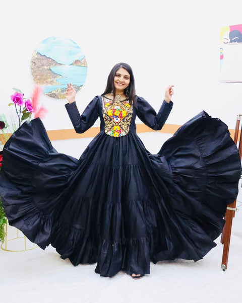 Black Designer Gown for Navaratri Celebrations ClothsVilla Main image