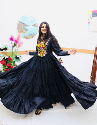Black Designer Gown for Navaratri Celebrations ClothsVilla