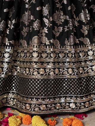 Black Dola Silk Jacquard Embroidered Lehenga Choli Clothsvilla