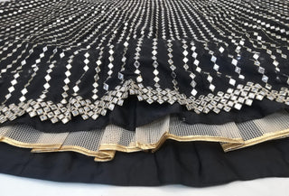 Black Organza Silk Lehenga Set with Paper Mirror & Zari Embroidery – Semi-Stitched with Dupatta ClothsVilla