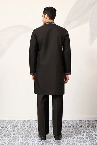 Party Wear Black V Neck Style Kurta Pant for Mens Wear Clothsvilla