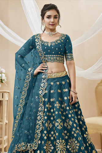 Blue Embroidered Ethnic Lehenga Choli with Dupatta Clothsvilla
