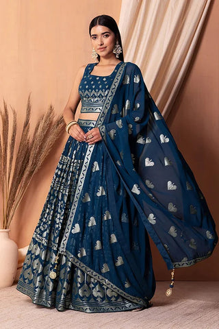 Blue Bollywood Lehenga Choli with Sequins & Embroidery Clothsvilla