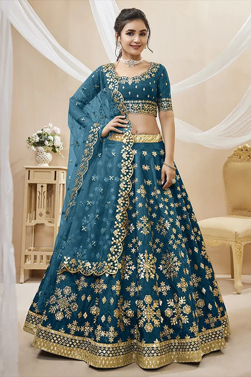 Blue Embroidered Ethnic Lehenga Choli with Dupatta Clothsvilla