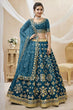 Load image into Gallery viewer, Blue Embroidered Ethnic Lehenga Choli with Dupatta Clothsvilla