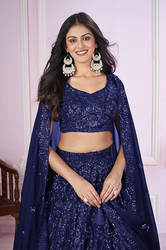 Stylish Blue Lehenga Choli with Georgette Blouse & Dupatta Clothsvilla