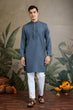 Load image into Gallery viewer, Diwali Special Blue Grey Viscose Silk Kurta with Mirror Work Clothsvilla