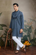 Load image into Gallery viewer, Diwali Special Blue Grey Viscose Silk Kurta with Mirror Work Clothsvilla