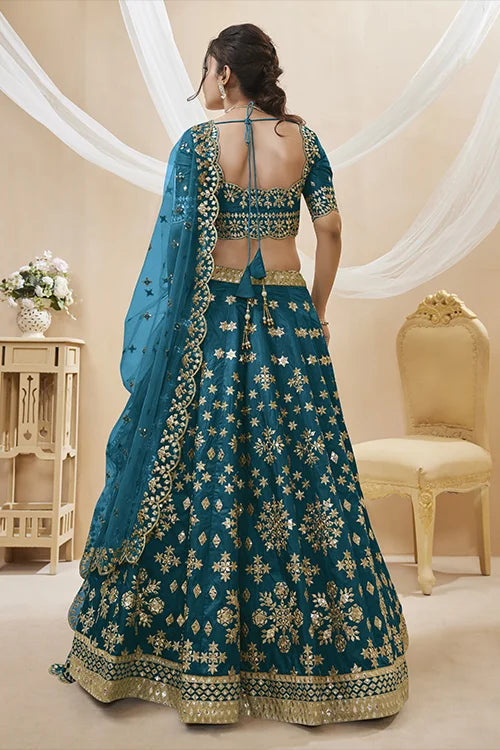 Blue Embroidered Ethnic Lehenga Choli with Dupatta Clothsvilla
