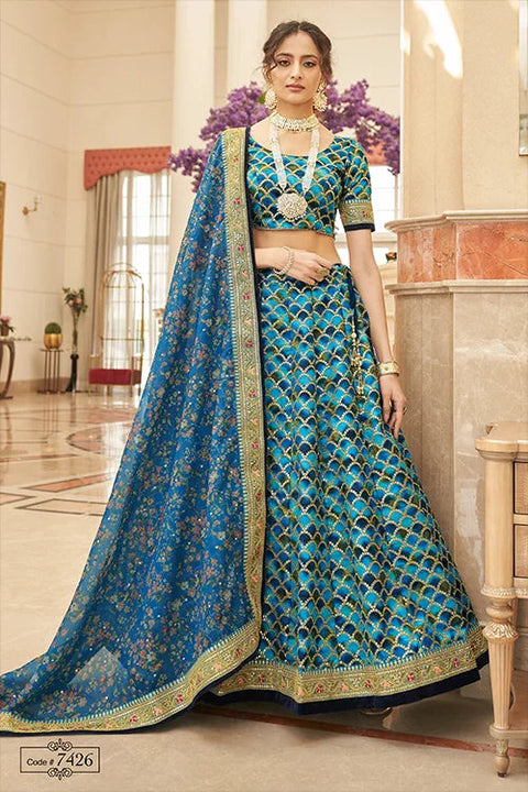 Blue Sequins Embroidery Buy Indian Lehenga Choli Collection Clothsvilla Main image