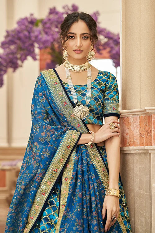 Blue Sequins Embroidery Buy Indian Lehenga Choli Collection Clothsvilla