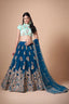 Blue Soft Net Sequins Embroidered With Mirror Work Lehenga Choli Clothsvilla