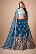 Load image into Gallery viewer, Blue Soft Net Sequins Embroidered With Mirror Work Lehenga Choli Clothsvilla