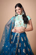 Load image into Gallery viewer, Blue Soft Net Sequins Embroidered With Mirror Work Lehenga Choli Clothsvilla