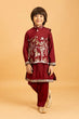 Load image into Gallery viewer, Kids Wedding Special Maroon Koti Kurta Set Outfit Clothsvilla