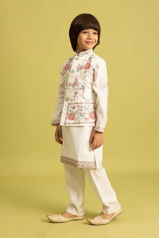 Traditional Wear White Koti Kurta Pajama for Boys Wear Clothsvilla