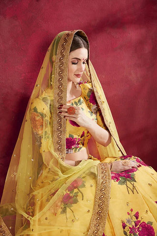 Branded  Wedding collection For Women Lehenga Choli Yellow Colour Clothsvilla