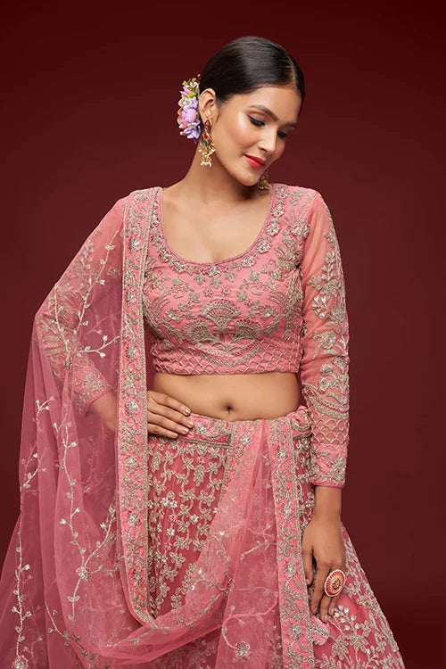 Fantasy Rose Color Lehenga Choli for Weddings Clothsvilla