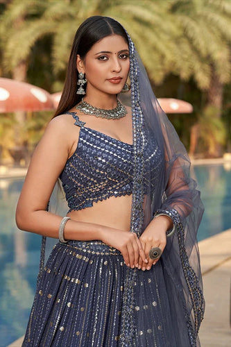 Bridal Wear Collection For Women Lehenga Choli With Dupatta Grey Colur Clothsvilla