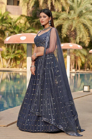 Bridal Wear Collection For Women Lehenga Choli With Dupatta Grey Colur Clothsvilla