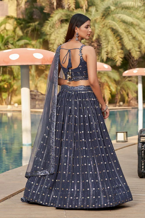 Bridal Wear Collection For Women Lehenga Choli With Dupatta Grey Colur Clothsvilla
