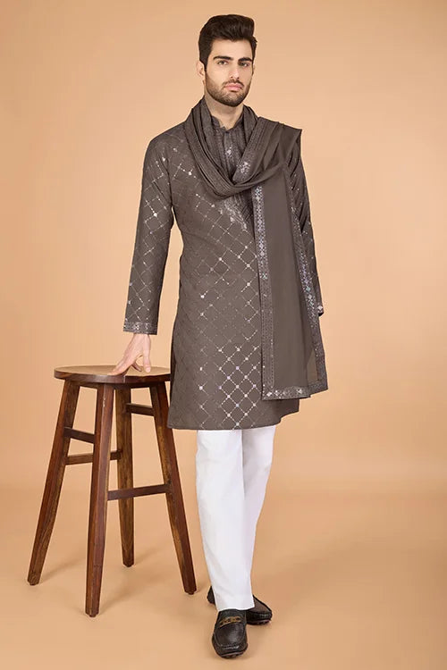 Brown Color Wedding Special Stylish Kurta for Men Clothsvilla