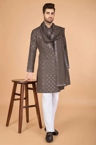 Brown Color Wedding Special Stylish Kurta for Men Clothsvilla
