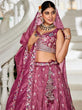 Load image into Gallery viewer, Burgundy Premium Tissue Fabric Semi-Stitched Lehenga Set with Sequins, Coding &amp; Thread Embroidery Work ClothsVilla