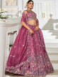 Load image into Gallery viewer, Burgundy Premium Tissue Fabric Semi-Stitched Lehenga Set with Sequins, Coding &amp; Thread Embroidery Work ClothsVilla