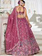Load image into Gallery viewer, Burgundy Premium Tissue Fabric Semi-Stitched Lehenga Set with Sequins, Coding &amp; Thread Embroidery Work ClothsVilla