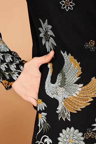 Black Designer Viscose Rayon Men's Kurta Online Clothsvilla