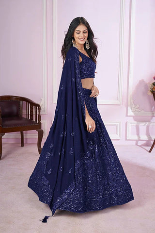 Stylish Blue Lehenga Choli with Georgette Blouse & Dupatta Clothsvilla