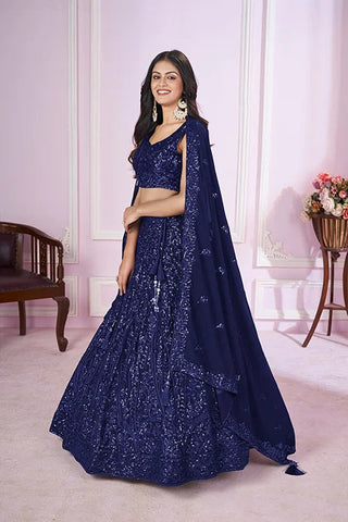 Stylish Blue Lehenga Choli with Georgette Blouse & Dupatta Clothsvilla