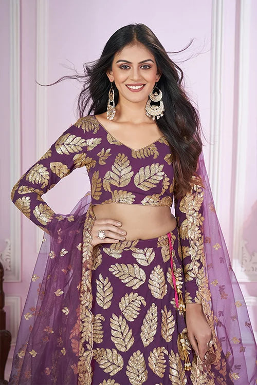Georgette Lehenga Choli with Sequins & Zari Embroidery Clothsvilla