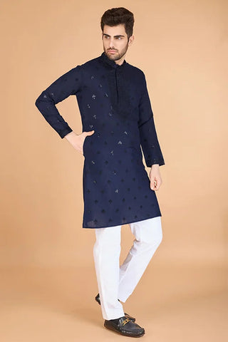 Navy Blue Viscose Silk Kurta Set – Stylish & Comfortable Clothsvilla