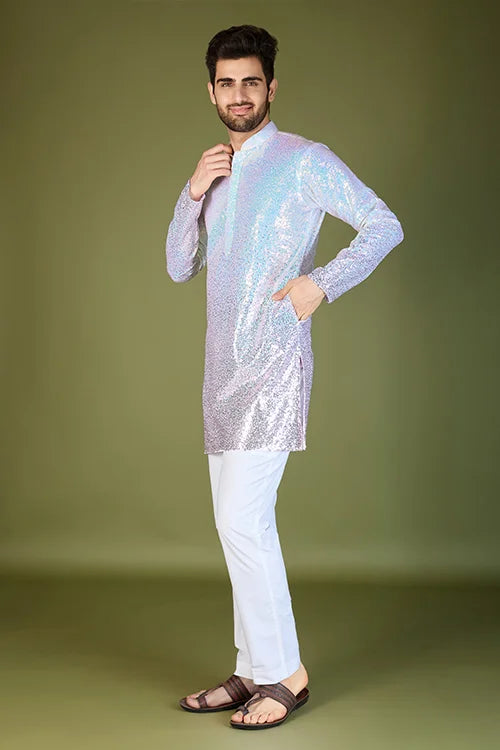 Designer Ombre Pink Georgette Kurta for Men – Stylish & Elegant Clothsvilla