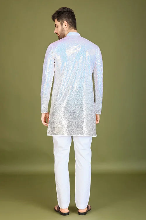 Ombre Yellow Designer Men's Kurta in Real Georgette gents kurta Clothsvilla