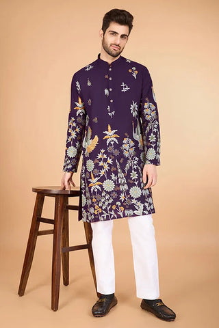 Designer Purple Kurta for Men - Viscose Rayon Fabric Clothsvilla