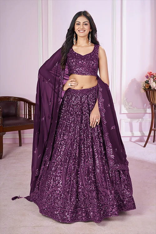 Designer Purple Wedding Lehenga Choli with Dupatta Clothsvilla