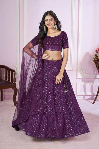 Stunning Purple Georgette Lehenga Choli with Dupatta Clothsvilla