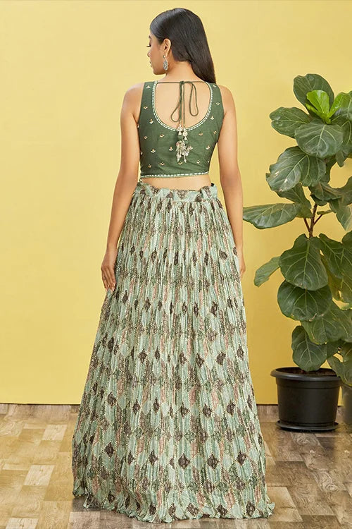 Buy Latest Green Color Lehenga Choli Online at Clothsvilla Clothsvilla