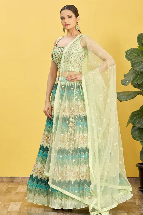 Buy Latest Green Color Sequins Lehenga Choli Online Clothsvilla